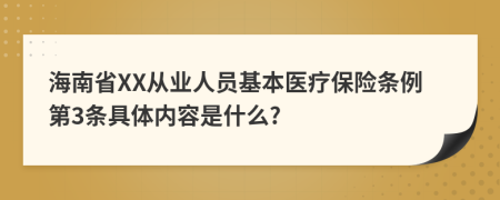 海南省XX从业人员基本医疗保险条例第3条具体内容是什么?