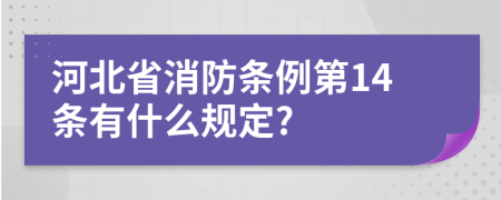 河北省消防条例第14条有什么规定?