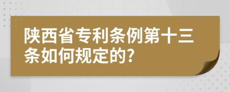 陕西省专利条例第十三条如何规定的?