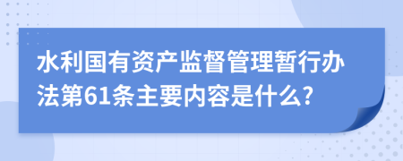 水利国有资产监督管理暂行办法第61条主要内容是什么?