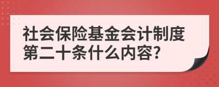 社会保险基金会计制度第二十条什么内容?