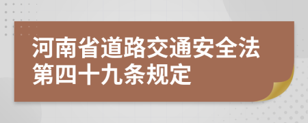 河南省道路交通安全法第四十九条规定