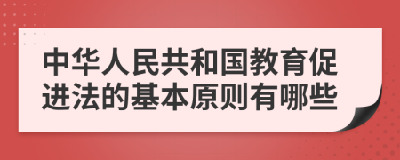 中华人民共和国教育促进法的基本原则有哪些