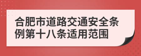 合肥市道路交通安全条例第十八条适用范围