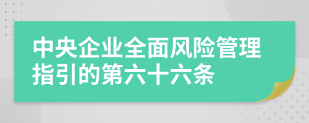 中央企业全面风险管理指引的第六十六条