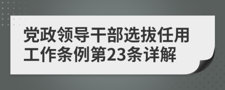 党政领导干部选拔任用工作条例第23条详解