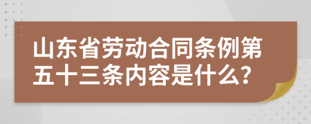 山东省劳动合同条例第五十三条内容是什么？