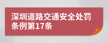 深圳道路交通安全处罚条例第17条