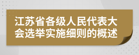 江苏省各级人民代表大会选举实施细则的概述