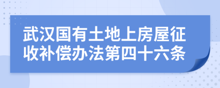 武汉国有土地上房屋征收补偿办法第四十六条