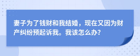 妻子为了钱财和我结婚，现在又因为财产纠纷预起诉我。我该怎么办？