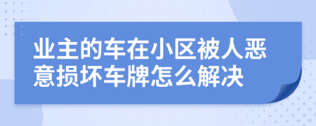 业主的车在小区被人恶意损坏车牌怎么解决