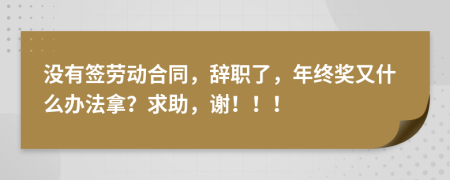 没有签劳动合同，辞职了，年终奖又什么办法拿？求助，谢！！！
