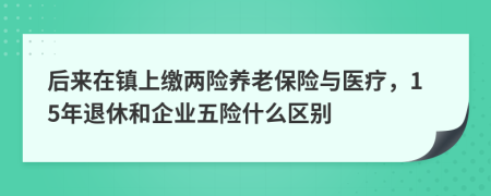 后来在镇上缴两险养老保险与医疗，15年退休和企业五险什么区别