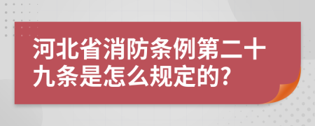 河北省消防条例第二十九条是怎么规定的?