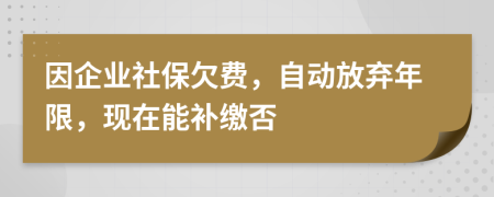 因企业社保欠费，自动放弃年限，现在能补缴否