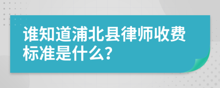 谁知道浦北县律师收费标准是什么？