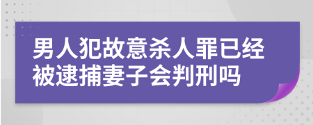 男人犯故意杀人罪已经被逮捕妻子会判刑吗