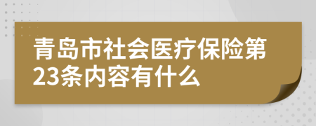 青岛市社会医疗保险第23条内容有什么