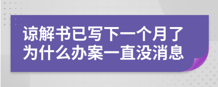 谅解书已写下一个月了为什么办案一直没消息