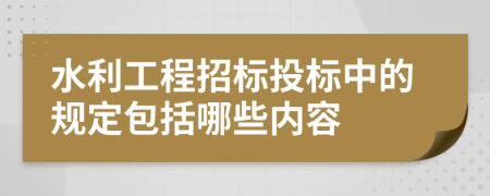 水利工程招标投标中的规定包括哪些内容