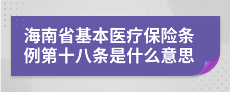 海南省基本医疗保险条例第十八条是什么意思