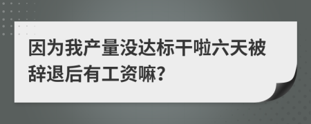 因为我产量没达标干啦六天被辞退后有工资嘛？