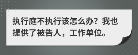 执行庭不执行该怎么办？我也提供了被告人，工作单位。