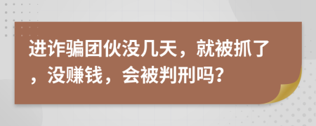 进诈骗团伙没几天，就被抓了，没赚钱，会被判刑吗？