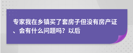 专家我在乡镇买了套房子但没有房产证、会有什么问题吗？以后