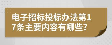 电子招标投标办法第17条主要内容有哪些?