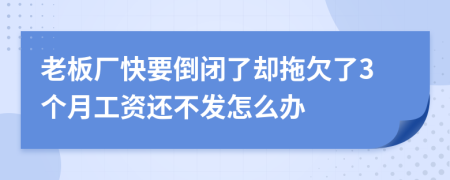 老板厂快要倒闭了却拖欠了3个月工资还不发怎么办