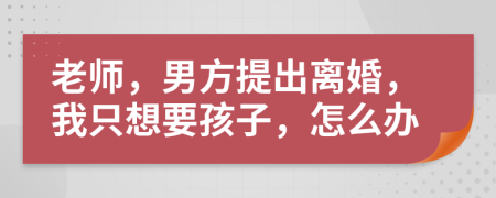 老师，男方提出离婚，我只想要孩子，怎么办