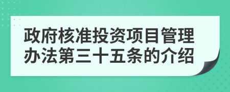 政府核准投资项目管理办法第三十五条的介绍