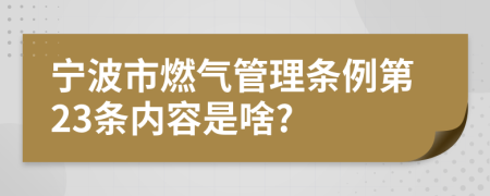 宁波市燃气管理条例第23条内容是啥?