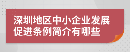 深圳地区中小企业发展促进条例简介有哪些