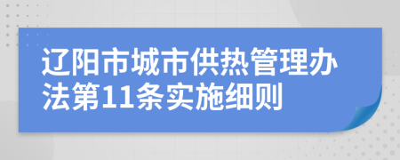 辽阳市城市供热管理办法第11条实施细则