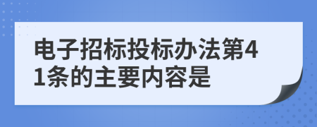 电子招标投标办法第41条的主要内容是