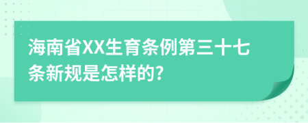 海南省XX生育条例第三十七条新规是怎样的?