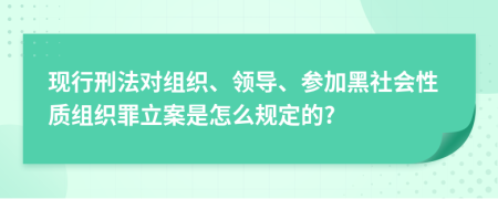 现行刑法对组织、领导、参加黑社会性质组织罪立案是怎么规定的?