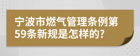 宁波市燃气管理条例第59条新规是怎样的?