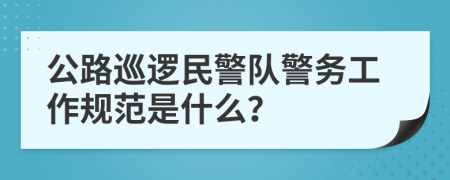 公路巡逻民警队警务工作规范是什么？