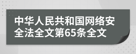 中华人民共和国网络安全法全文第65条全文