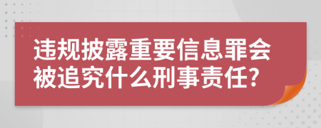 违规披露重要信息罪会被追究什么刑事责任?