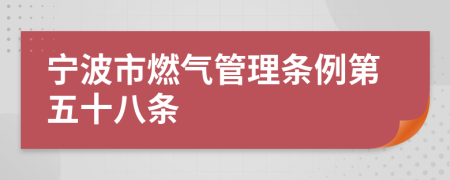 宁波市燃气管理条例第五十八条