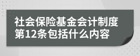 社会保险基金会计制度第12条包括什么内容