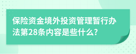 保险资金境外投资管理暂行办法第28条内容是些什么?