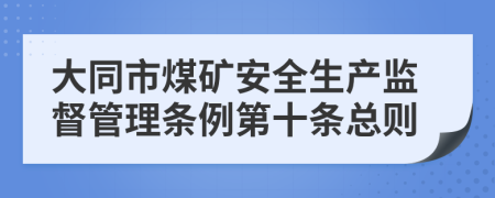 大同市煤矿安全生产监督管理条例第十条总则