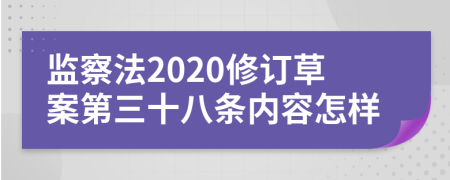 监察法2020修订草案第三十八条内容怎样