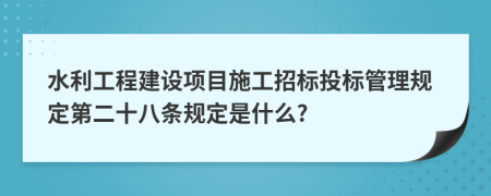 水利工程建设项目施工招标投标管理规定第二十八条规定是什么?